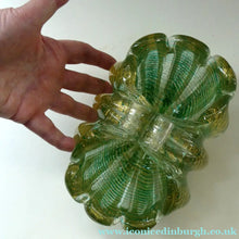 Load image into Gallery viewer, Large 1950s Barovier &amp; Toso MURANO 'Cordonato d'Oro' Gold Leaf Glass Basket
