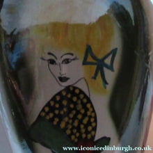 Load image into Gallery viewer, 1950s Hand Painted Italian Ceramic Table Lamp. Portrait of a Glamourous Lady
