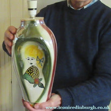 Load image into Gallery viewer, 1950s Hand Painted Italian Ceramic Table Lamp. Portrait of a Glamourous Lady
