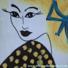 Load image into Gallery viewer, 1950s Hand Painted Italian Ceramic Table Lamp. Portrait of a Glamourous Lady
