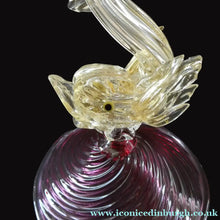 Load image into Gallery viewer, LARGE Vintage VENETIAN Glass Candlestick with Dolphin Detail &amp; Gold Aventurine Flecks. Attributed to Salviati
