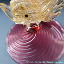 Load image into Gallery viewer, LARGE Vintage VENETIAN Glass Candlestick with Dolphin Detail &amp; Gold Aventurine Flecks. Attributed to Salviati. 10 1/4 inches
