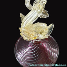 Load image into Gallery viewer, LARGE Vintage VENETIAN Glass Candlestick with Dolphin Detail &amp; Gold Aventurine Flecks. Attributed to Salviati

