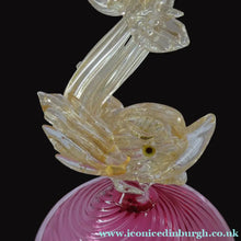 Load image into Gallery viewer, LARGE Vintage VENETIAN Glass Candlestick with Dolphin Detail &amp; Gold Aventurine Flecks. Attributed to Salviati
