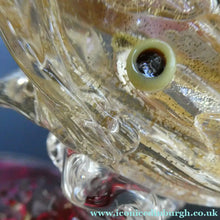 Load image into Gallery viewer, LARGE Vintage VENETIAN Glass Candlestick with Dolphin Detail &amp; Gold Aventurine Flecks. Attributed to Salviati
