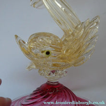 Load image into Gallery viewer, LARGE Vintage VENETIAN Glass Candlestick with Dolphin Detail &amp; Gold Aventurine Flecks. Attributed to Salviati
