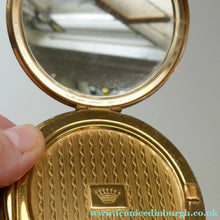 Load image into Gallery viewer, MASCOT Brand. Vintage 1950s POWDER COMPACT with Lucite Plastic Lid and Two Pink Roses
