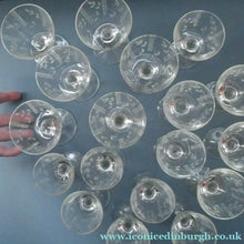 Load image into Gallery viewer, THREE SETS of Six 1950s Matching Engraved Glasses (Total 18 glasses). Decorated with Leaves and Lines Pattern;
