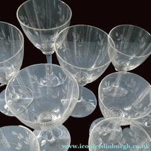 Load image into Gallery viewer, THREE SETS of Six 1950s Matching Engraved Glasses (Total 18 glasses). Decorated with Leaves and Lines Pattern;
