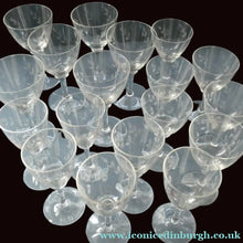 Load image into Gallery viewer, THREE SETS of Six 1950s Matching Engraved Glasses (Total 18 glasses). Decorated with Leaves and Lines Pattern;
