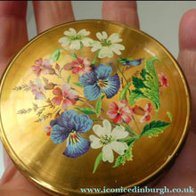 Load image into Gallery viewer, Vintage 1950s British POWDER COMPACT with Floral Design. Probably by MELISSA
