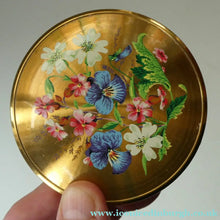 Load image into Gallery viewer, Vintage 1950s British POWDER COMPACT with Floral Design. Probably by MELISSA
