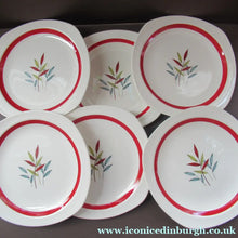 Load image into Gallery viewer, 1950s MIDWINTER Set of SIX Dessert Plates. Collectable HAWAII PATTERN. 8 1/2 inches
