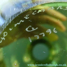 Load image into Gallery viewer, 950s Danish SIGNED Green Glass Vase (17796). Designed by Christer Holmgrem. 8 3/4 inches in height
