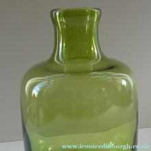 Load image into Gallery viewer, 950s Danish SIGNED Green Glass Vase (17796). Designed by Christer Holmgrem. 8 3/4 inches in height
