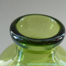 Load image into Gallery viewer, 950s Danish SIGNED Green Glass Vase (17796). Designed by Christer Holmgrem. 8 3/4 inches in height
