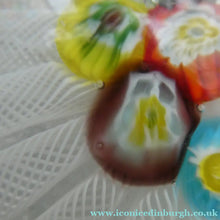 Load image into Gallery viewer, Vintage 1950s Latticino Ribbon and Millefiori Cane Crown Paperweight. Probably Murano by AVeM - Paperweight
