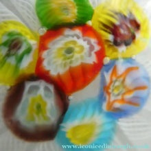Load image into Gallery viewer, Vintage 1950s Latticino Ribbon and Millefiori Cane Crown Paperweight. Probably Murano by AVeM
