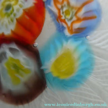 Load image into Gallery viewer, Vintage 1950s Latticino Ribbon and Millefiori Cane Crown Paperweight. Probably Murano by AVeM - Paperweight
