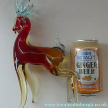 Load image into Gallery viewer, 1950s Murano Sommerso Glass Reindeer / Deer in Red, Yellow and Blue. 10 1/2 inches
