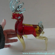 Load image into Gallery viewer, 1950s Murano Sommerso Glass Reindeer / Deer in Red, Yellow and Blue. 10 1/2 inches
