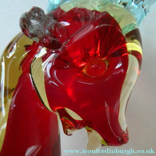 Load image into Gallery viewer, 1950s Murano Sommerso Glass Reindeer / Deer in Red, Yellow and Blue. 10 1/2 inches
