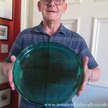 Load image into Gallery viewer, 1950s Norwegian Glass Large Hadeland Greenland Series Shallow Bowl 13 1/4 inches
