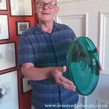 Load image into Gallery viewer, 1950s Norwegian Glass Large Hadeland Greenland Series Shallow Bowl 13 1/4 inches
