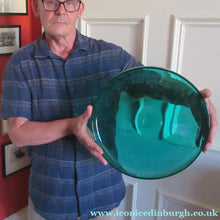 Load image into Gallery viewer, 1950s Norwegian Glass Large Hadeland Greenland Series Shallow Bowl 13 1/4 inches

