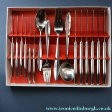 Load image into Gallery viewer, Vintage 1950s NORWEGIAN Norstaal INKA Brushed Stainless Steel Cutlery. DINING SET of 36 Pieces
