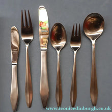 Load image into Gallery viewer, Vintage 1950s NORWEGIAN Norstaal INKA Brushed Stainless Steel Cutlery. DINING SET of 36 Pieces
