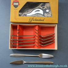 Load image into Gallery viewer, Vintage 1950s NORWEGIAN Norstaal INKA Brushed Stainless Steel Cutlery. 6  Fish Knives
