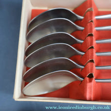 Load image into Gallery viewer, Vintage 1950s NORWEGIAN Norstaal INKA Brushed Stainless Steel Cutlery. 6 Teaspoons

