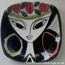 Load image into Gallery viewer, 1950s Norwegian STAVANGERFLINT Decorative Plate with Stylised Lady. Designed by Inger Waage
