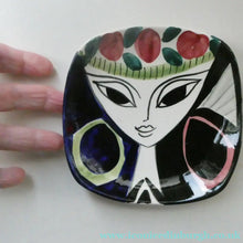 Load image into Gallery viewer, 1950s Norwegian STAVANGERFLINT Decorative Plate with Stylised Lady. Designed by Inger Waage
