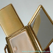 Load image into Gallery viewer, Pretty 1950s Novelty KIGU Vintage Powder Compact in the Shape of a Handbag or Wee Case. PRISTINE
