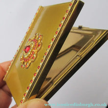 Load image into Gallery viewer, 1950s Oblong Gold Tone and Diamante Powder Compact

