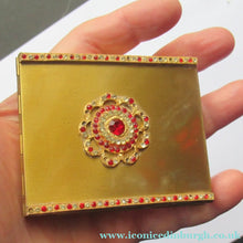 Load image into Gallery viewer, 1950s Oblong Gold Tone and Diamante Powder Compact
