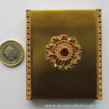 Load image into Gallery viewer, 1950s Oblong Gold Tone and Diamante Powder Compact
