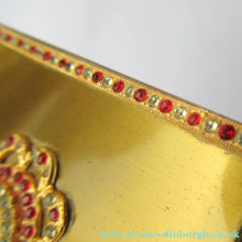 Load image into Gallery viewer, 1950s Oblong Gold Tone and Diamante Powder Compact
