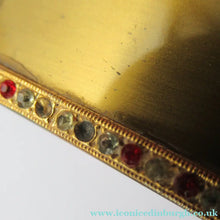 Load image into Gallery viewer, 1950s Oblong Gold Tone and Diamante Powder Compact
