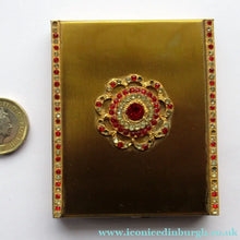 Load image into Gallery viewer, 1950s Oblong Gold Tone and Diamante Powder Compact
