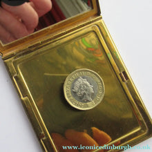 Load image into Gallery viewer, 1950s Oblong Gold Tone and Diamante Powder Compact
