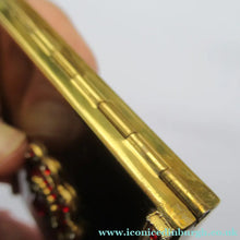 Load image into Gallery viewer, 1950s Oblong Gold Tone and Diamante Powder Compact
