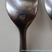 Load image into Gallery viewer, 1950s. Pair of Vintage DANSK Fjord Pattern Four-Prong Forks. Stainless Steel with Teak Handles. 7 1/4 inches
