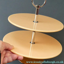 Load image into Gallery viewer, 1950s Vintage Perspeix Cake Stand with Peach Coloured Plates and Chrome Stand
