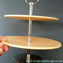 Load image into Gallery viewer, 1950s Vintage Perspeix Cake Stand with Peach Coloured Plates and Chrome Stand
