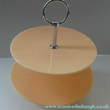 Load image into Gallery viewer, 1950s Vintage Perspeix Cake Stand with Peach Coloured Plates and Chrome Stand
