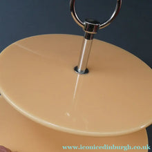 Load image into Gallery viewer, 1950s Vintage Perspeix Cake Stand with Peach Coloured Plates and Chrome Stand
