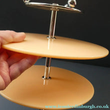 Load image into Gallery viewer, 1950s Vintage Perspeix Cake Stand with Peach Coloured Plates and Chrome Stand
